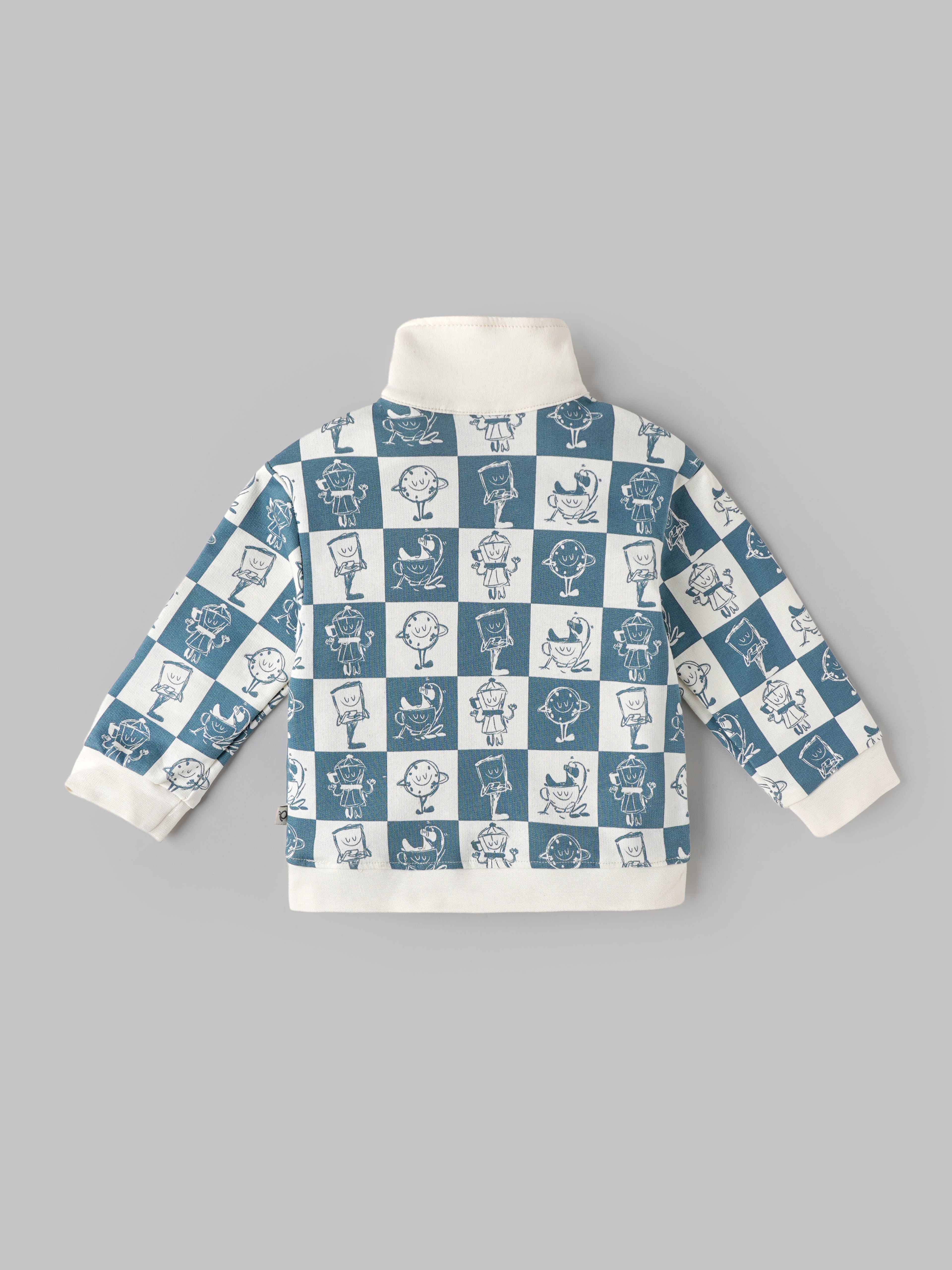 Popees Baby Boys Full Sleeve Printed Zip-Up Sweatshirt with Stand Collar | Comfortable Casual Winter Wear | 3 - 24 Months