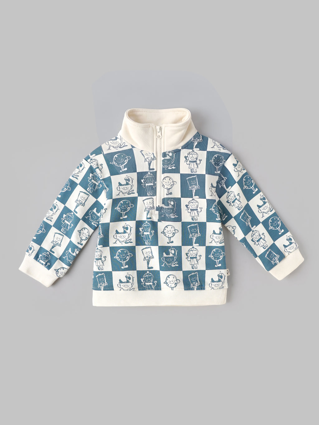 Popees Baby Boys Full Sleeve Printed Zip-Up Sweatshirt with Stand Collar | Comfortable Casual Winter Wear | 3 - 24 Months