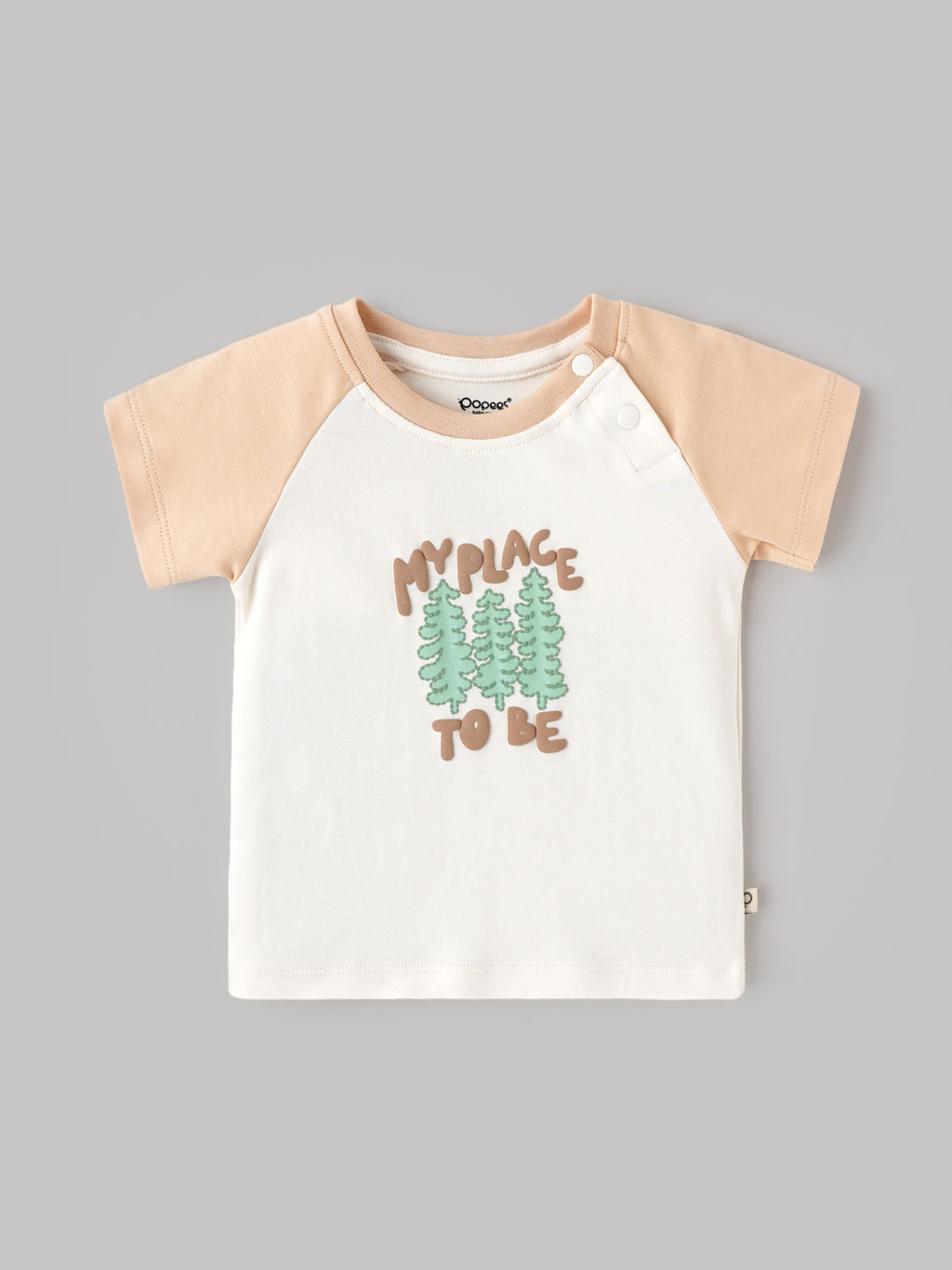 Popees Baby Boys Printed T-Shirt | Soft Half Sleeve Raglan Top with Tree Print Casual Wear |  3-24 Months
