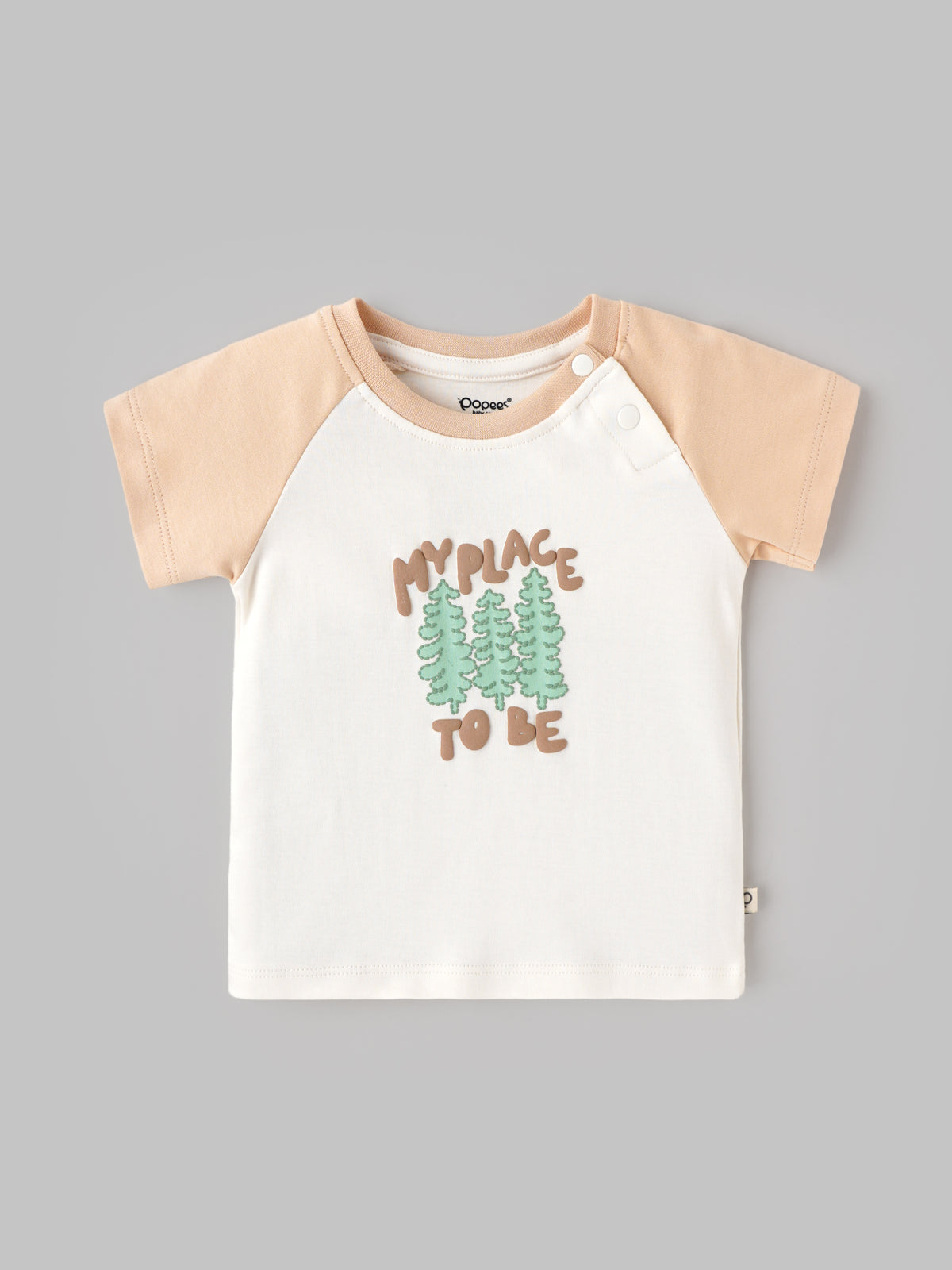 Popees Baby Boys Printed T-Shirt | Soft Half Sleeve Raglan Top with Tree Print Casual Wear |  3-24 Months