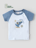 Popees Baby Organic Bamboo Cotton Printed T-Shirt | Boys | Blue & White | 3–24 Months
