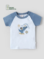 Popees Baby Organic Bamboo Cotton Printed T-Shirt | Boys | Blue & White | 3–24 Months