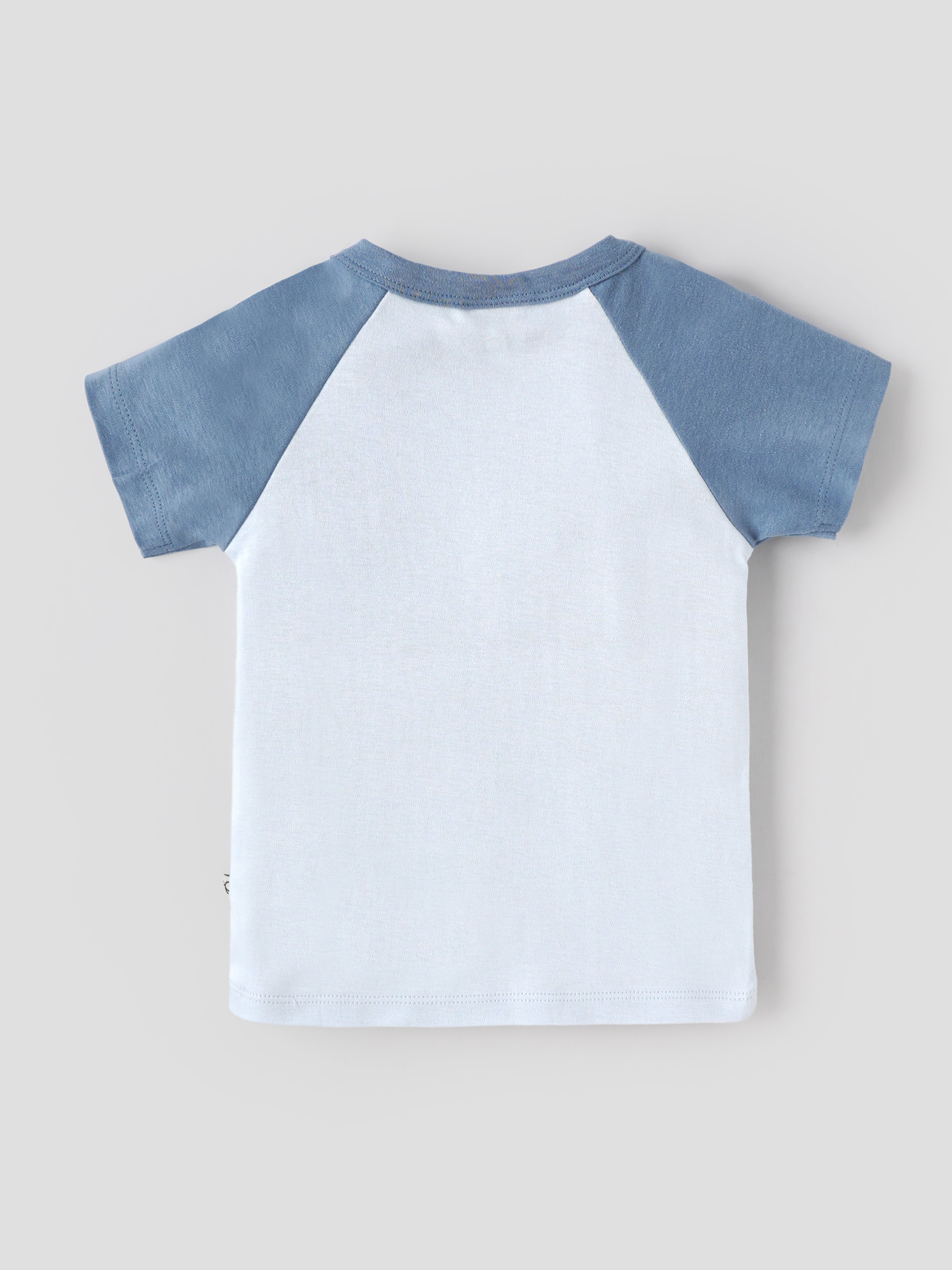 Popees Baby Organic Bamboo Cotton Printed T-Shirt | Boys | Blue & White | 3–24 Months