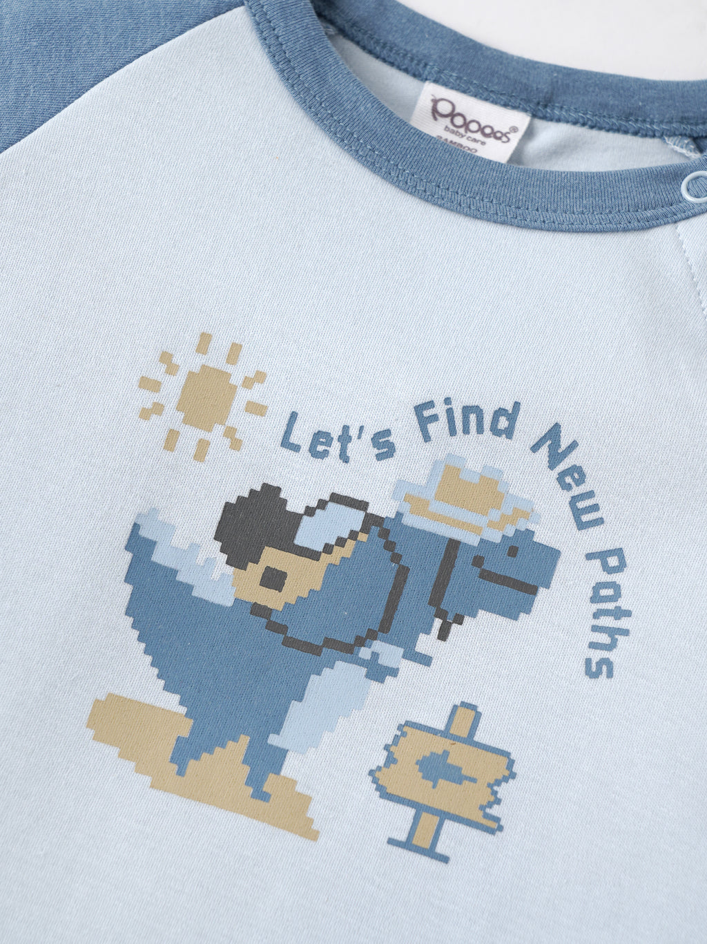 Popees Baby Organic Bamboo Cotton Printed T-Shirt | Boys | Blue & White | 3–24 Months
