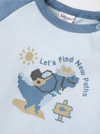 Popees Baby Organic Bamboo Cotton Printed T-Shirt | Boys | Blue & White | 3–24 Months