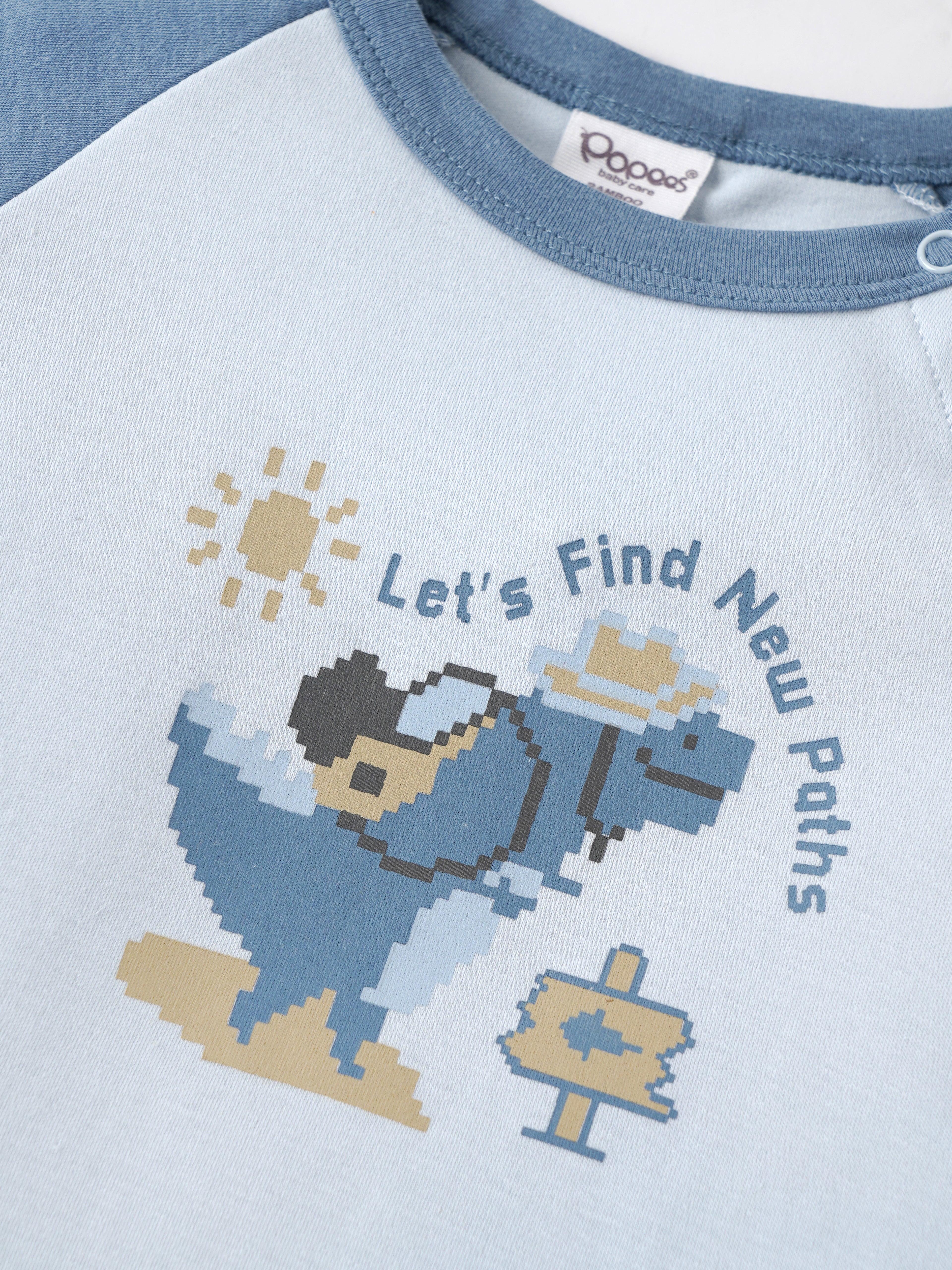 Popees Baby Organic Bamboo Cotton Printed T-Shirt | Boys | Blue & White | 3–24 Months
