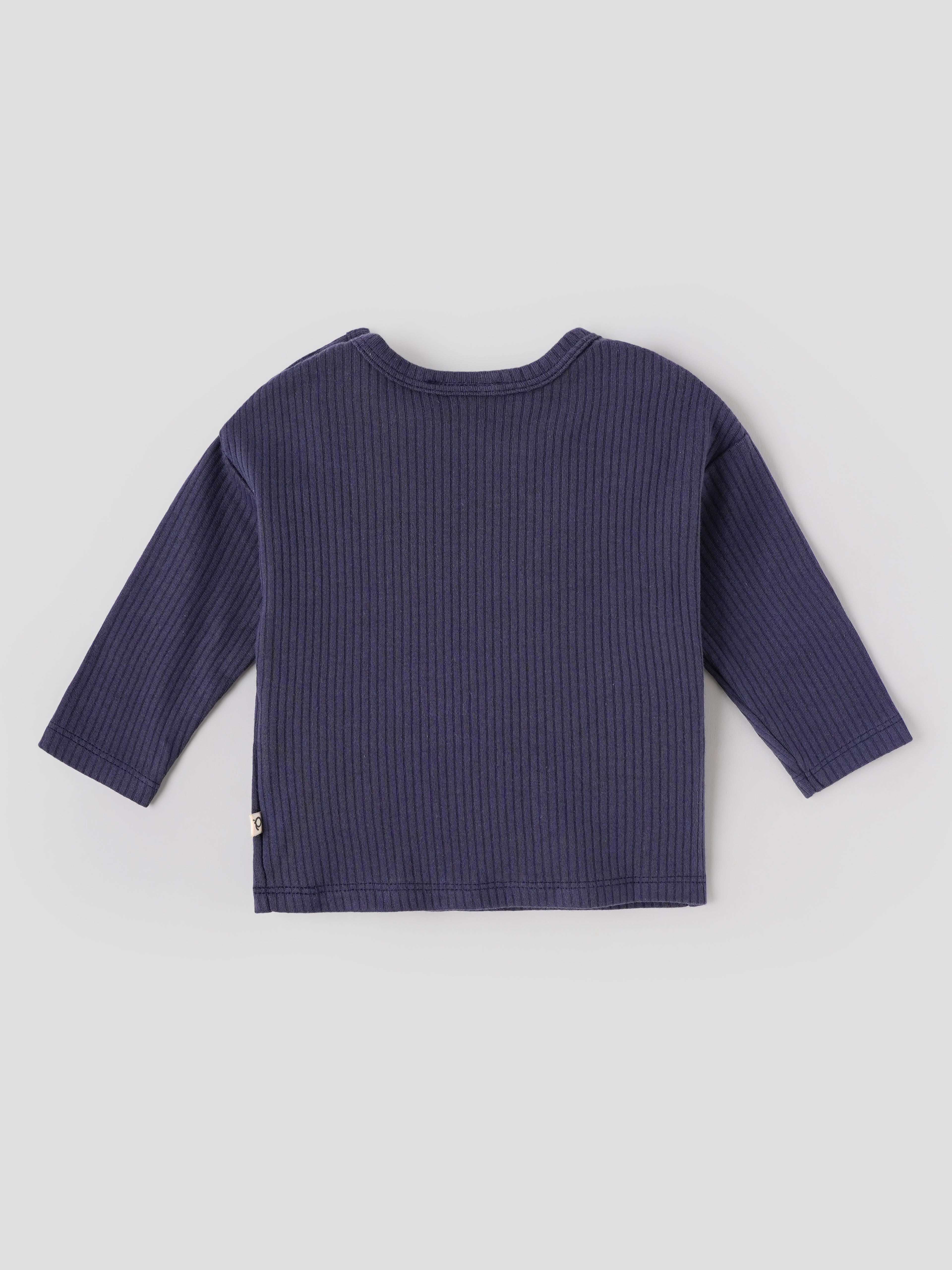 Popees Baby Boys Soft & Stylish Ribbed Full Sleeve T-Shirt | Round Neck Long Sleeve Top with Rocket Space Patch | Navy Blue | Comfortable Everyday Wear | 3-24 Months