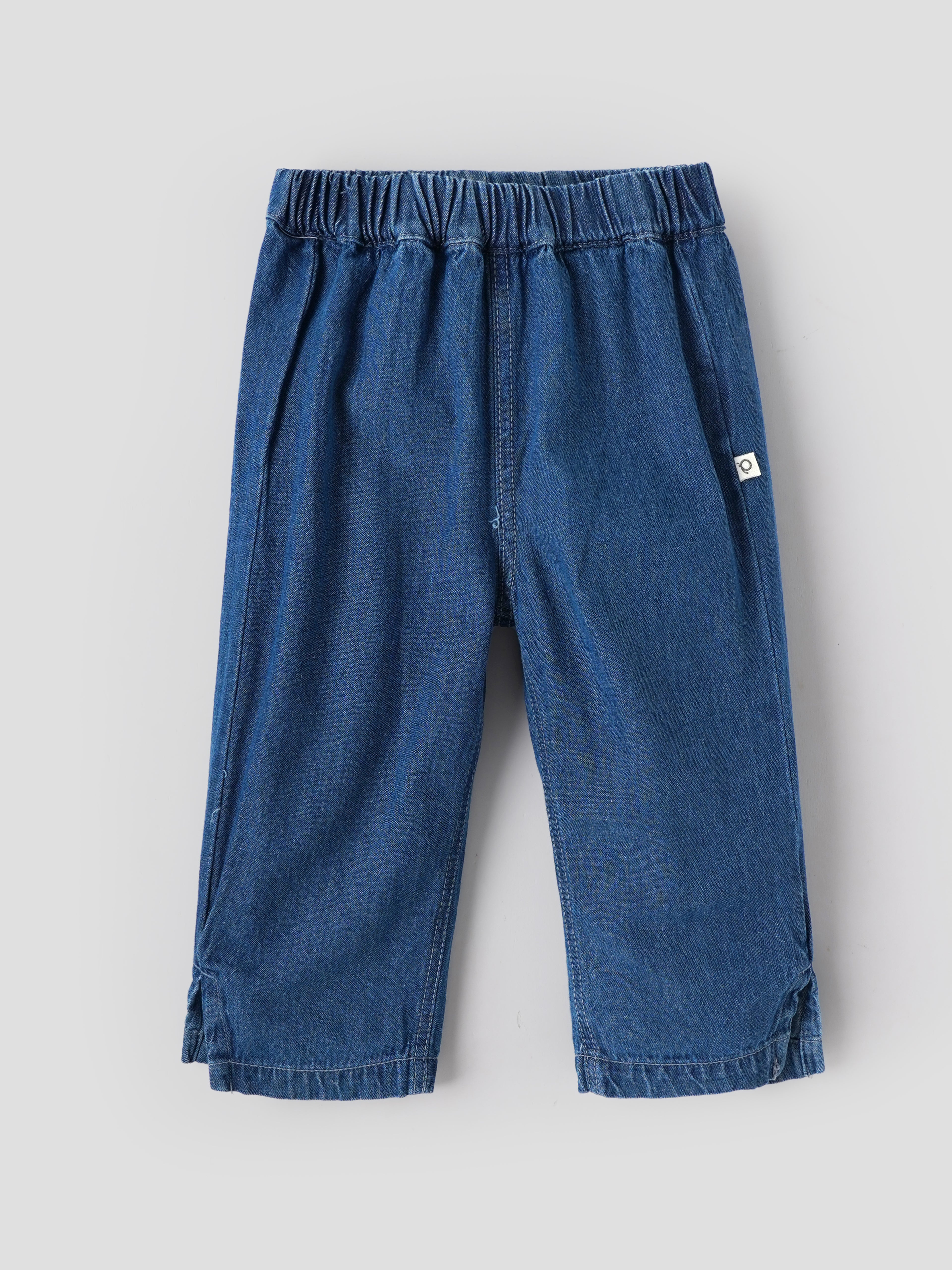 Popees Baby Girls Stylish Denim Pants with Elasticated Waist | Comfortable Full-Length Casual Jeans for Girls | Blue(3-36 Months)