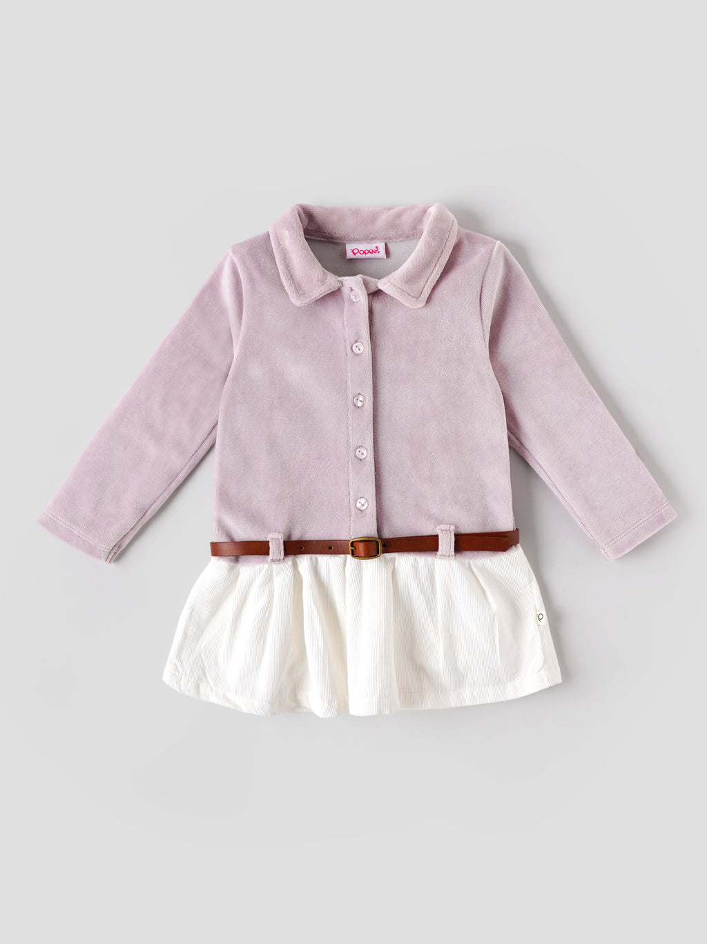 Popees Baby Girls Full Sleeve Collar Dress with Belt | 3-24 Months