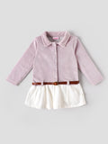 Popees Baby Girls Full Sleeve Collar Dress with Belt | 3-24 Months