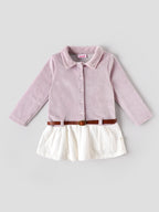 Popees Baby Girls Full Sleeve Collar Dress with Belt | 3-24 Months