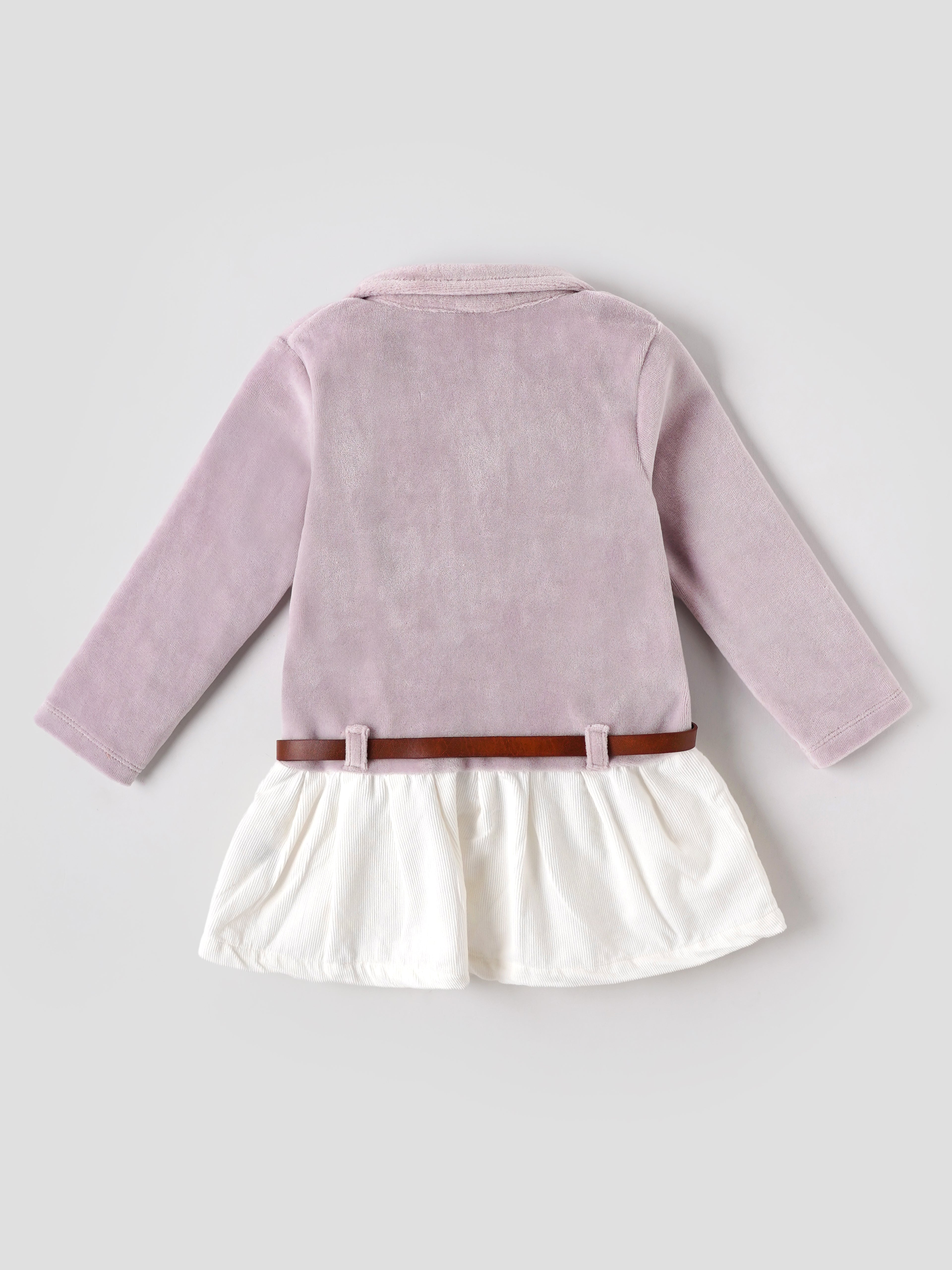 Popees Baby Girls Full Sleeve Collar Dress with Belt | 3-24 Months