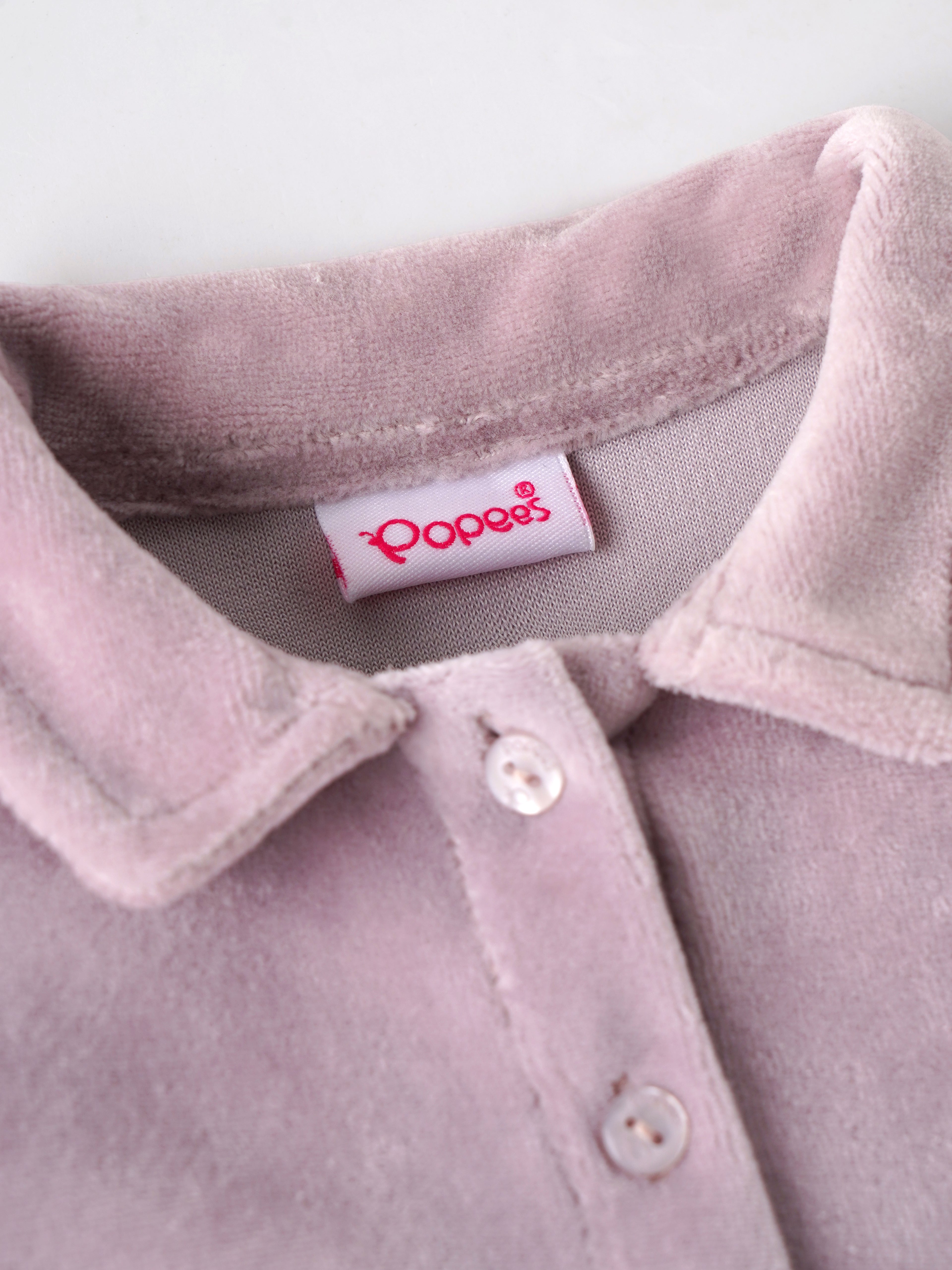 Popees Baby Girls Full Sleeve Collar Dress with Belt | 3-24 Months