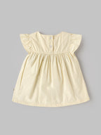 Popees Baby Girls Embroidered Collar Dress with Ruffle Sleeve |3-24 Months