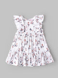 Popees Girls Floral Printed Sleeveless Frock with Ruffle Details |White| 3-36 Months