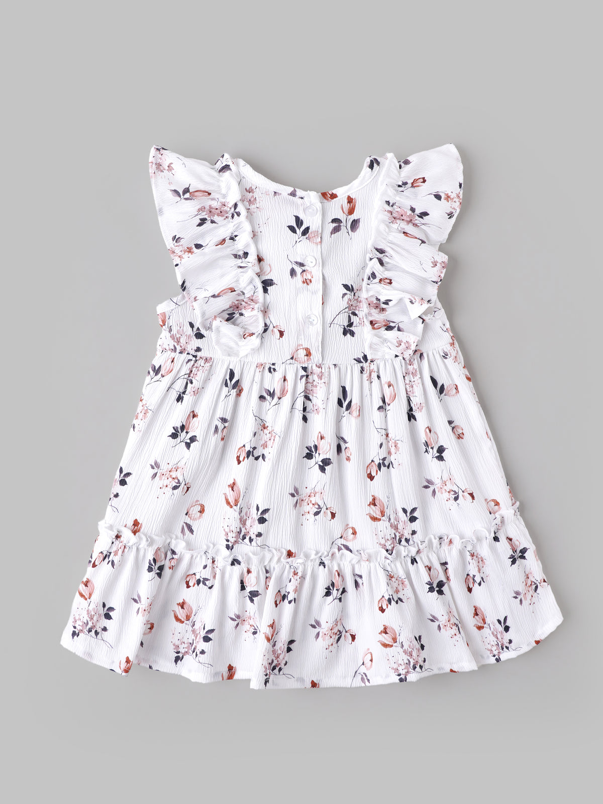 Popees Girls Floral Printed Sleeveless Frock with Ruffle Details |White| 3-36 Months