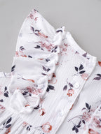 Popees Girls Floral Printed Sleeveless Frock with Ruffle Details |White| 3-36 Months