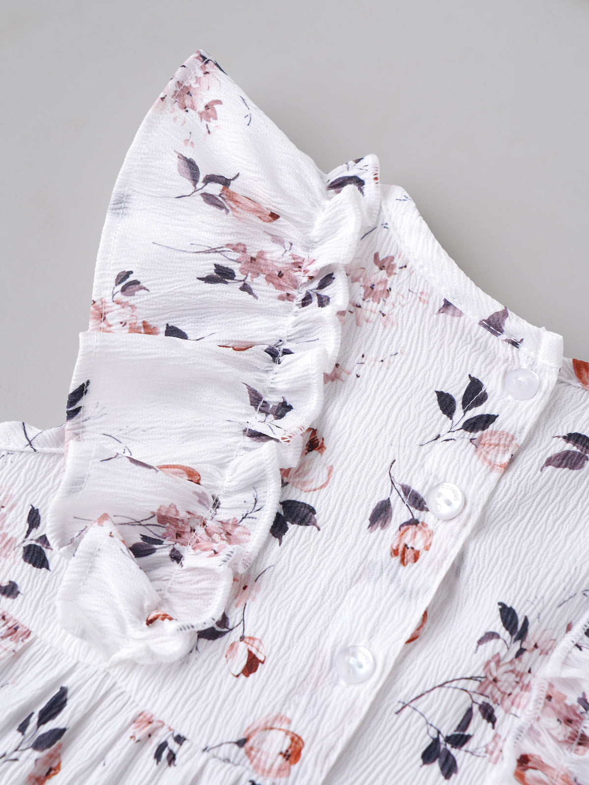Popees Girls Floral Printed Sleeveless Frock with Ruffle Details |White| 3-36 Months