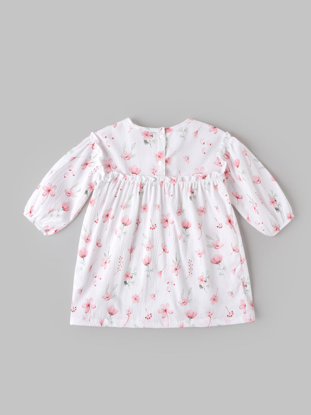 Popees Baby Girls Floral Dress | Soft Full Sleeve Printed Dress with Ruffle Detail Comfortable Casual Wear | 3-36 Months