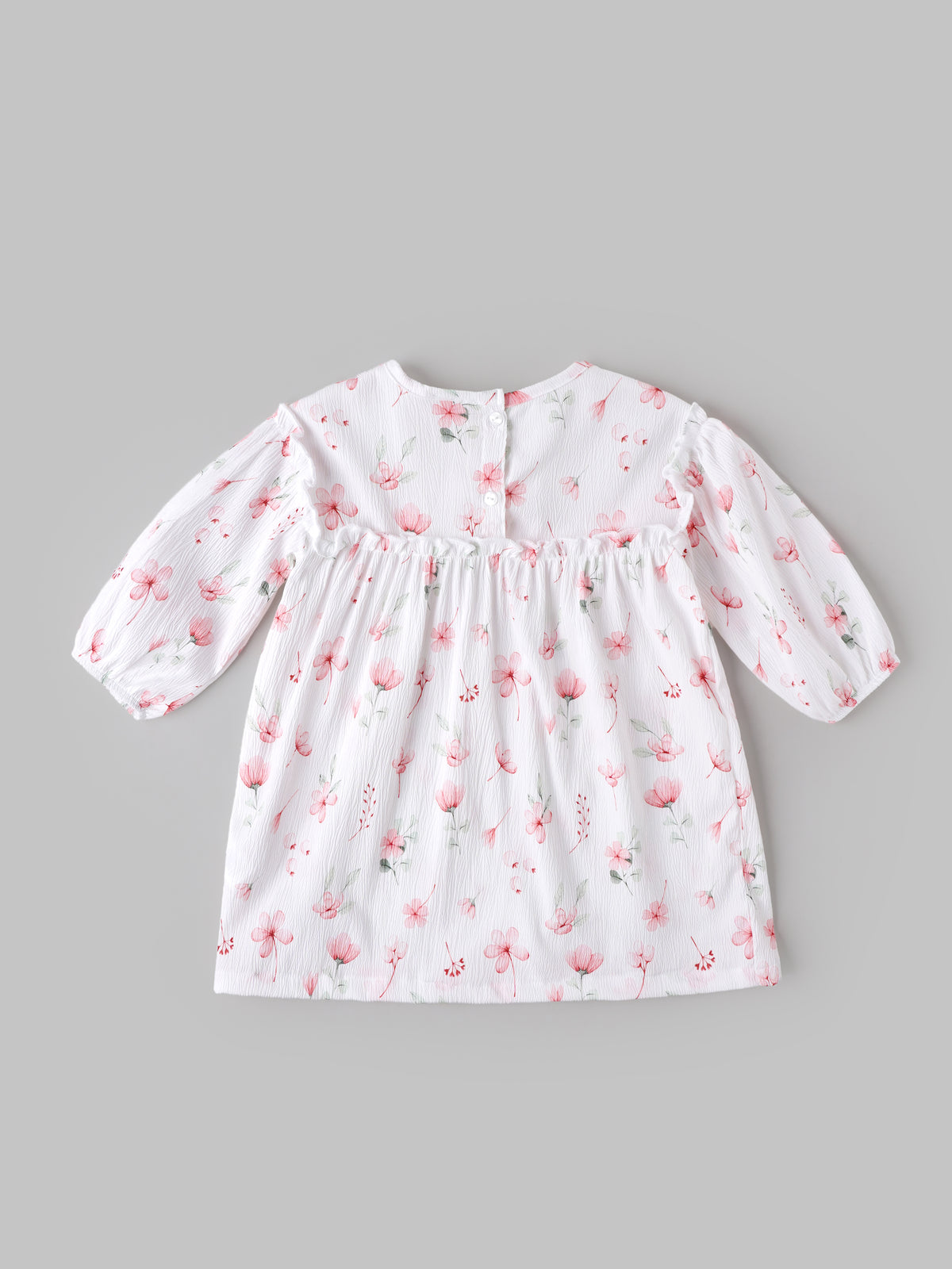 Popees Baby Girls Floral Dress | Soft Full Sleeve Printed Dress with Ruffle Detail Comfortable Casual Wear | 3-36 Months