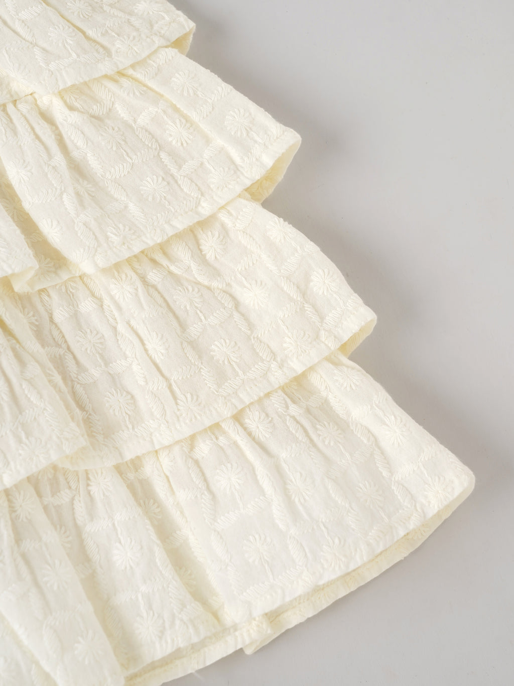 Popees Baby Girls Layered Ruffle Dress with Bow Straps – Off White|3 To 24 Months