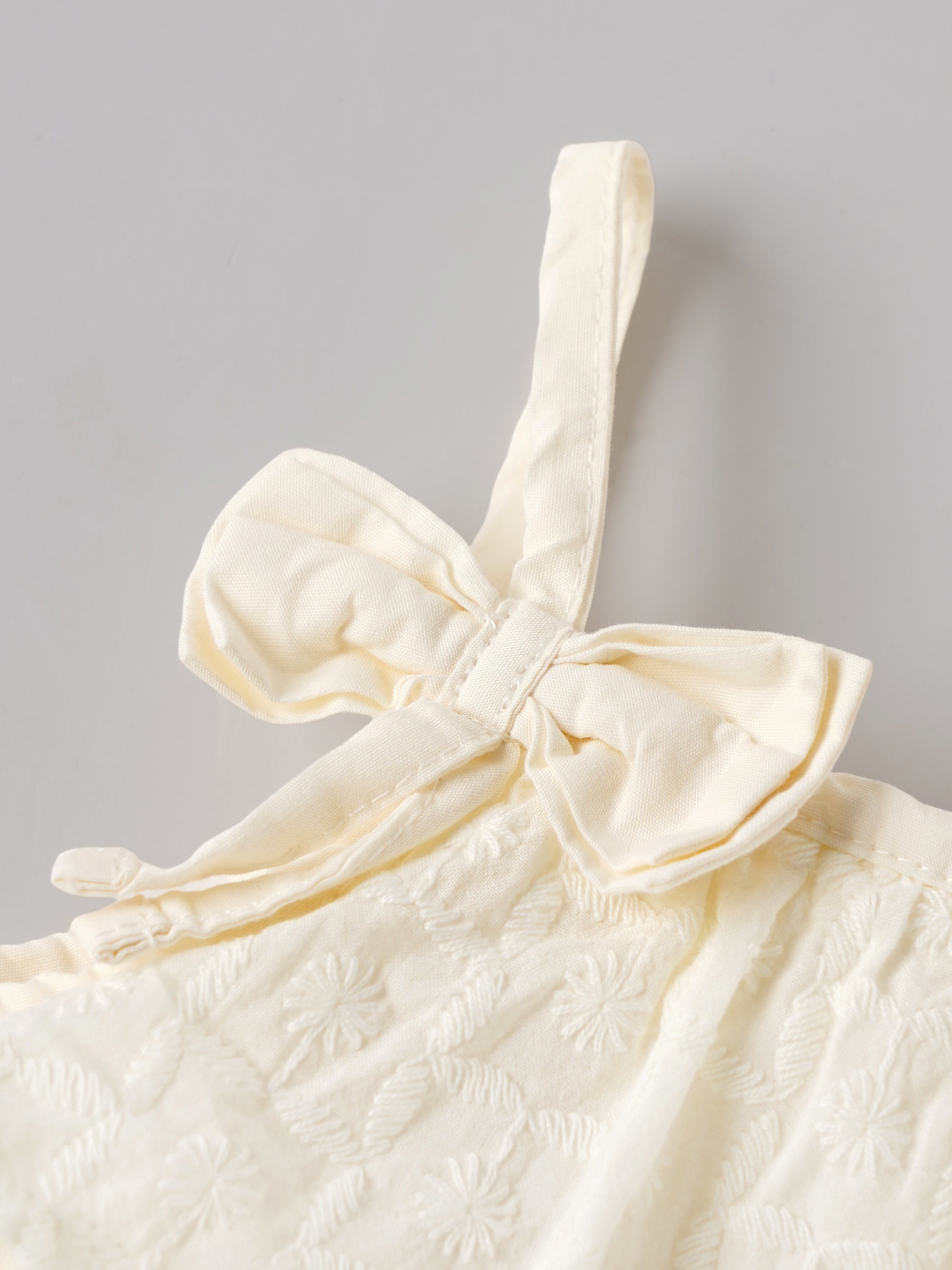 Popees Baby Girls Layered Ruffle Dress with Bow Straps – Off White|3 To 24 Months