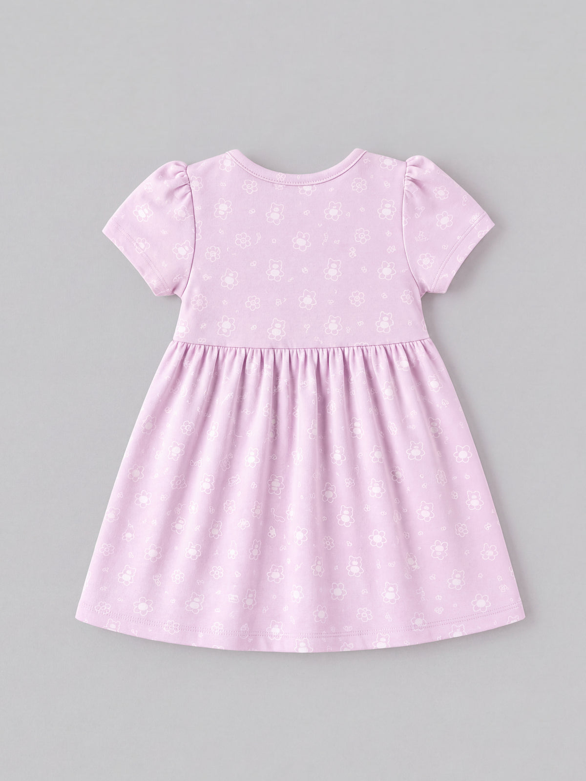 Popees Baby Girl Orchid Tint Floral Dress |Soft Bamboo Cotton Half Sleeve Front Button Dress |3–24 Months