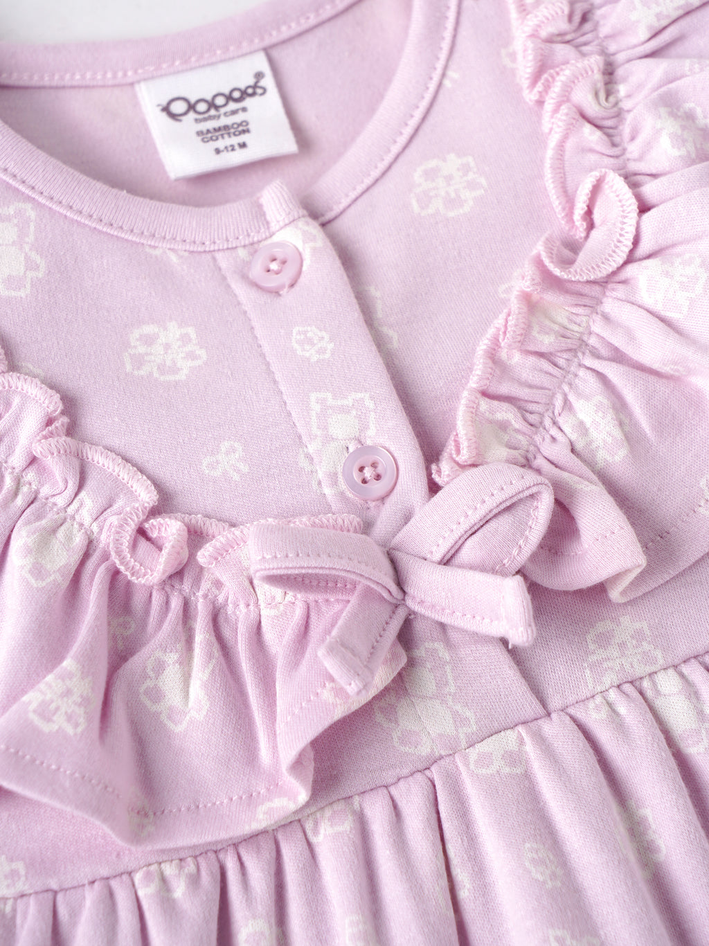 Popees Baby Girl Orchid Tint Floral Dress |Soft Bamboo Cotton Half Sleeve Front Button Dress |3–24 Months