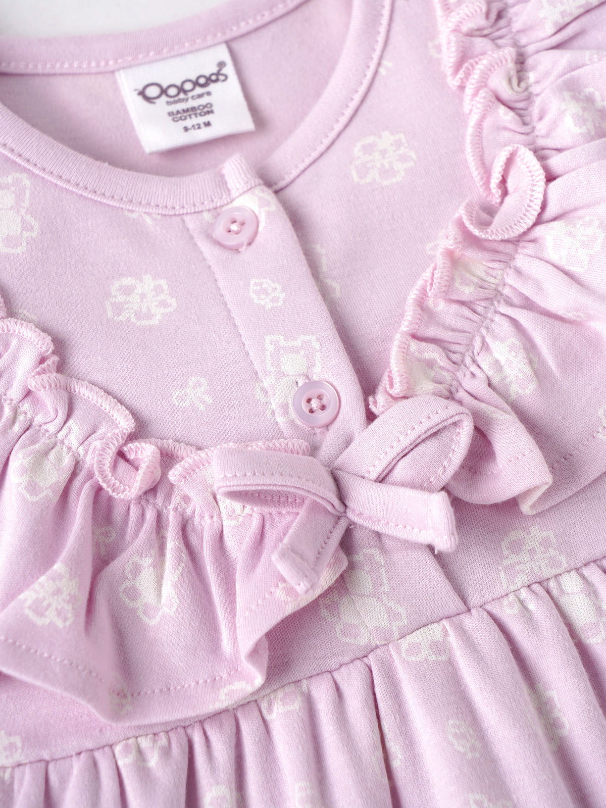 Popees Baby Girl Orchid Tint Floral Dress |Soft Bamboo Cotton Half Sleeve Front Button Dress |3–24 Months