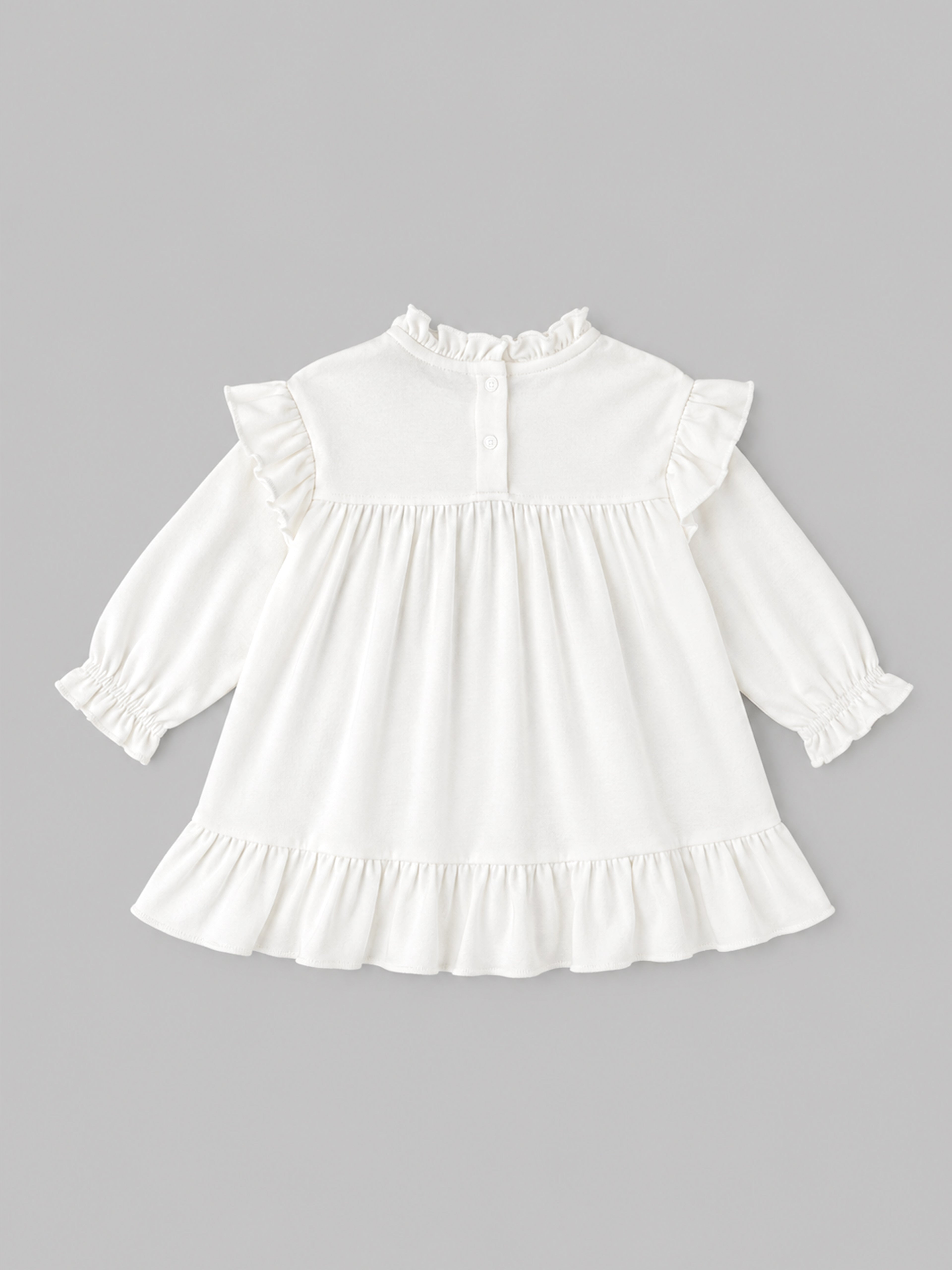 Popees Short-Sleeve Back Open Dress Made of Organic Bamboo Cotton Fabric (3-24 Months) for Baby Girls