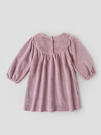 Popees Baby Girls Floral Embroidered Dress | Cloud Grey Full Sleeve Round Neck A-Line Dress  |3–24 Months|