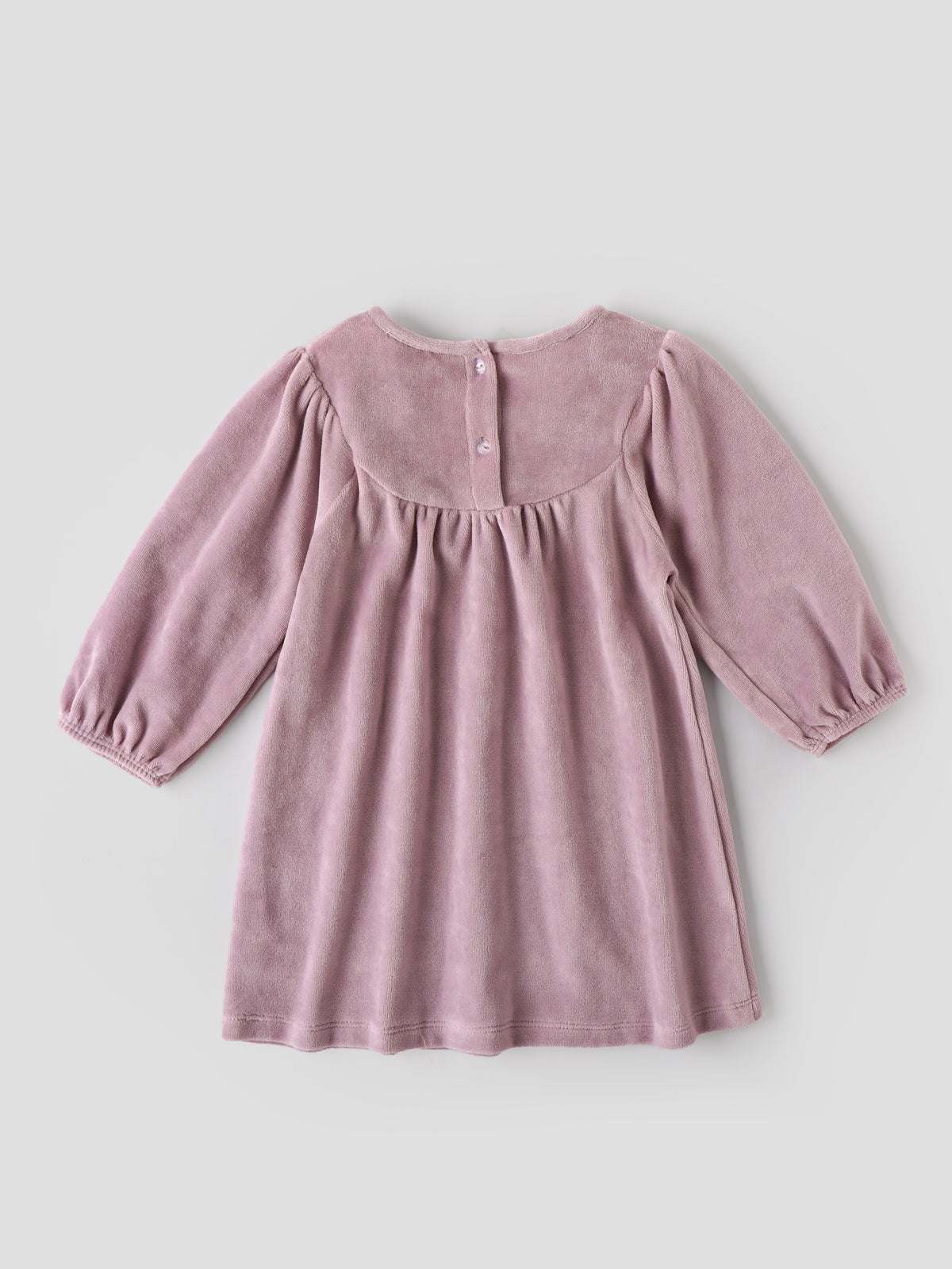 Popees Baby Girls Floral Embroidered Dress | Cloud Grey Full Sleeve Round Neck A-Line Dress  |3–24 Months|