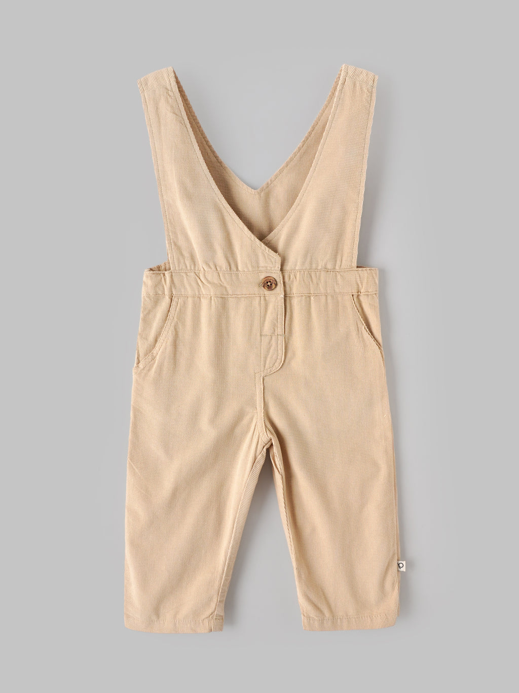 Popees Baby Girls Stylish Cotton Dungaree Set with Half Sleeve T-Shirt | Comfortable Casual Dungaree Outfit | Beige 3–24 Months