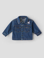 Popees Baby Girls Stylish Denim Shirt | Full Sleeve Button-Down Denim Shirt with Front Pockets & Heart Embroidery | Comfortable Casual Outerwear | 3-36 Months