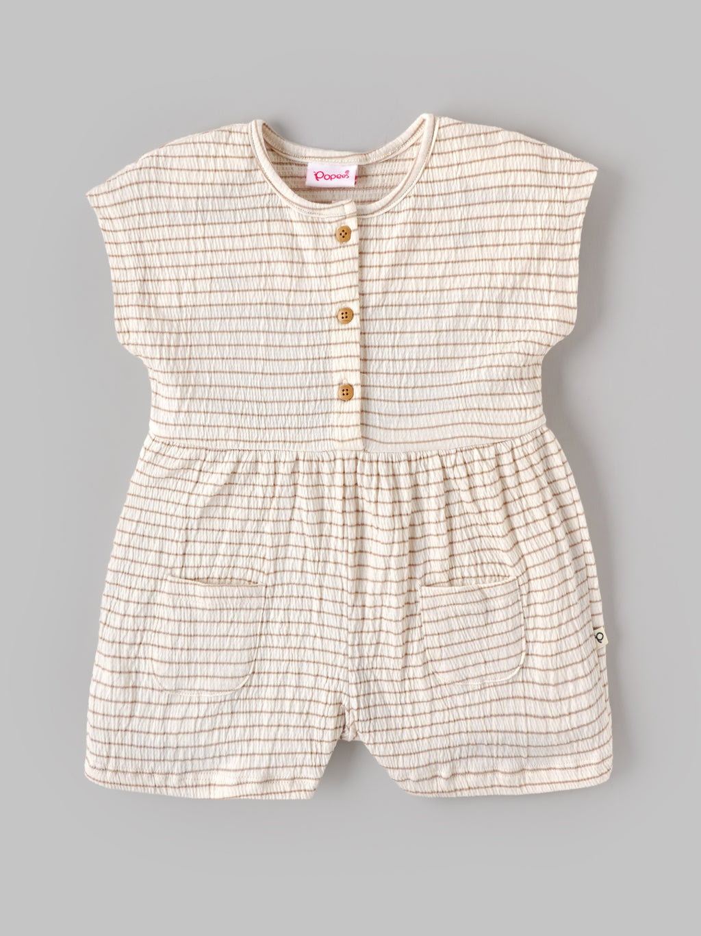 Popees Soft Cotton Striped Jumpsuit with Front Button Closure & Pockets for Baby Girls (3–24 Months)
