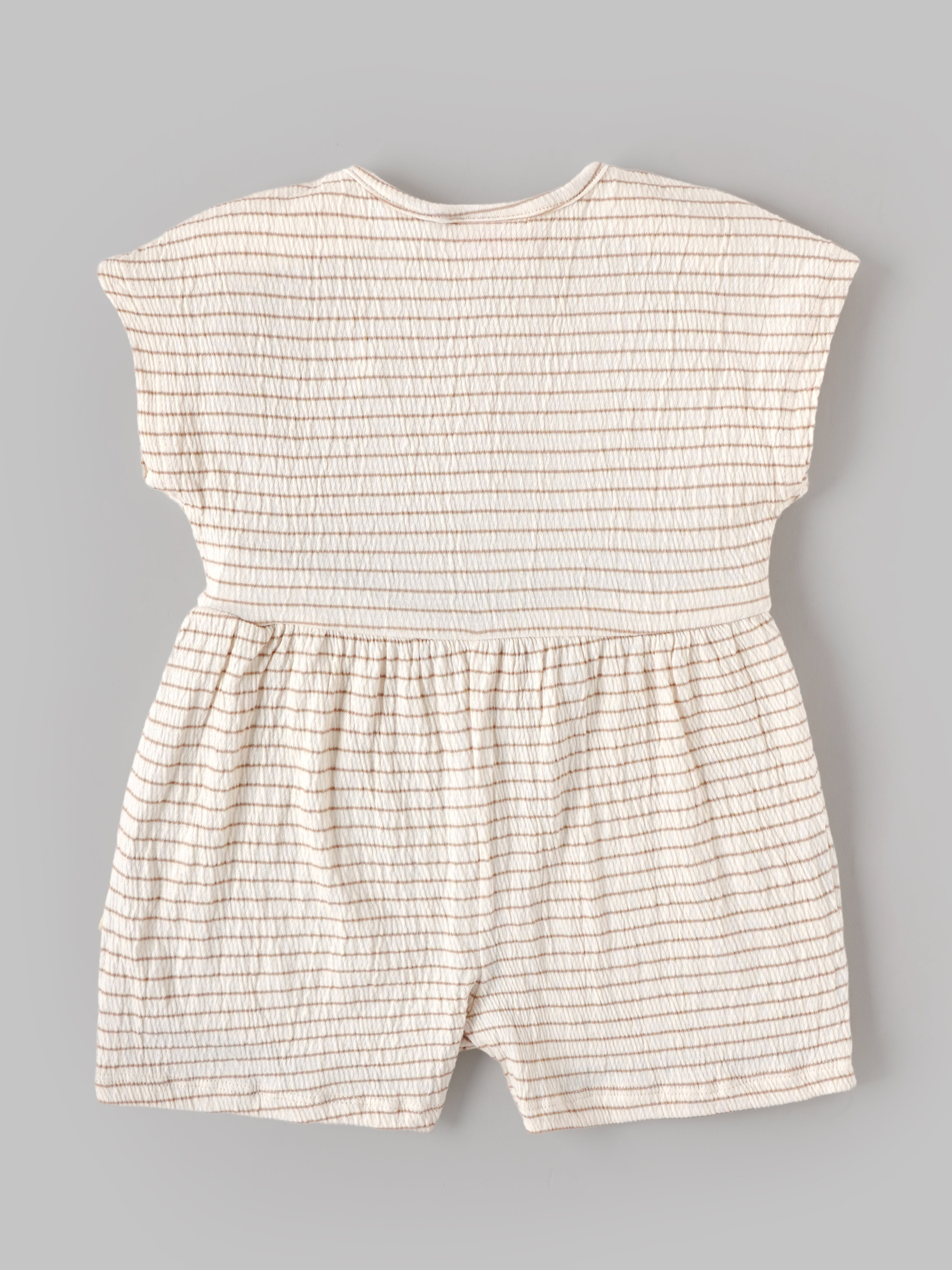 Popees Soft Cotton Striped Jumpsuit with Front Button Closure & Pockets for Baby Girls (3–24 Months)