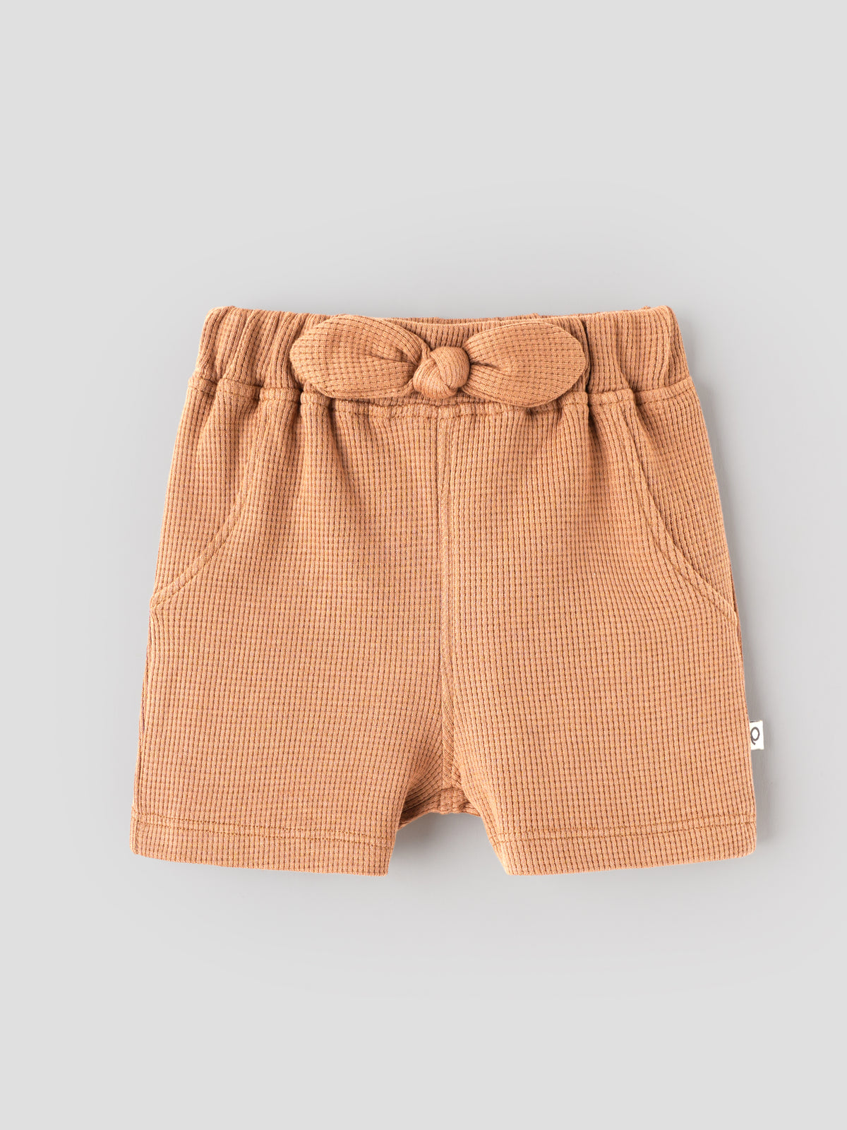 Popees Baby Girls Cotton Shorts with Bow Detail | Brown |3-24 Months