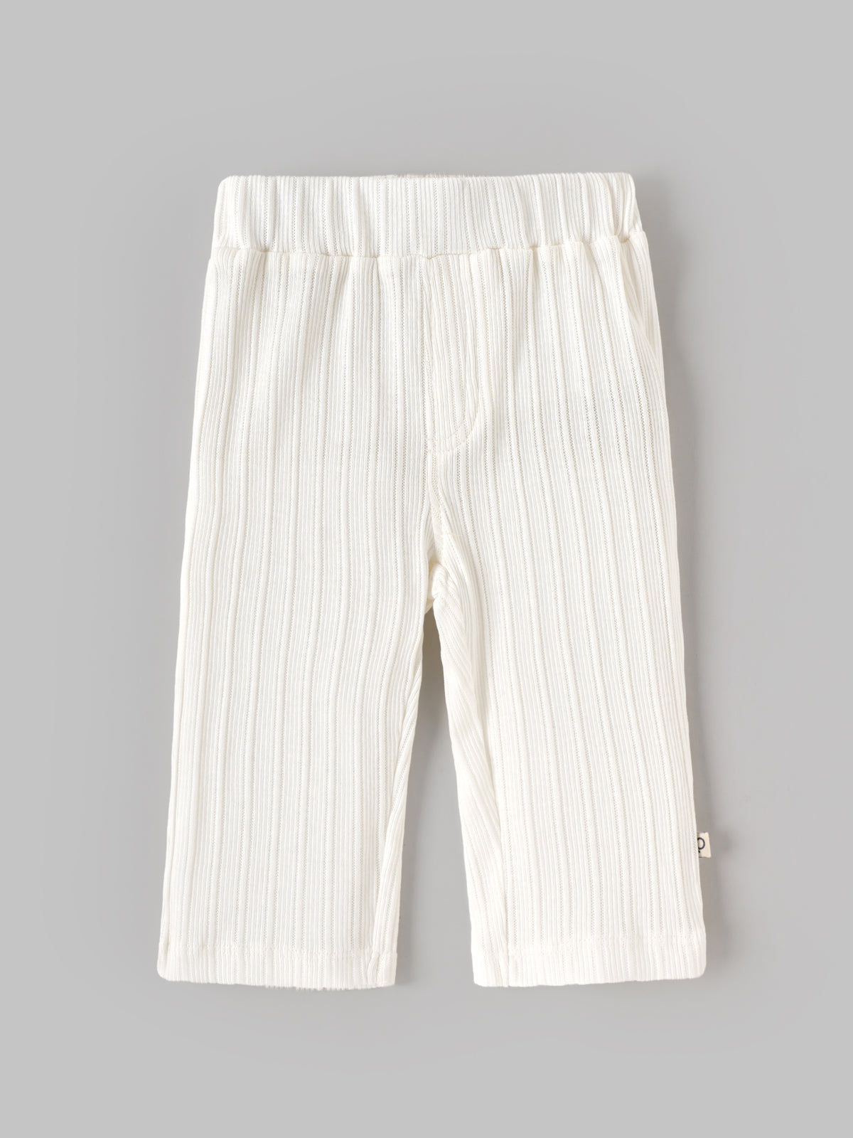 Popees Baby Girls Cream Ribbed Cotton Pants with Elastic Waistband| 3- 24 Months
