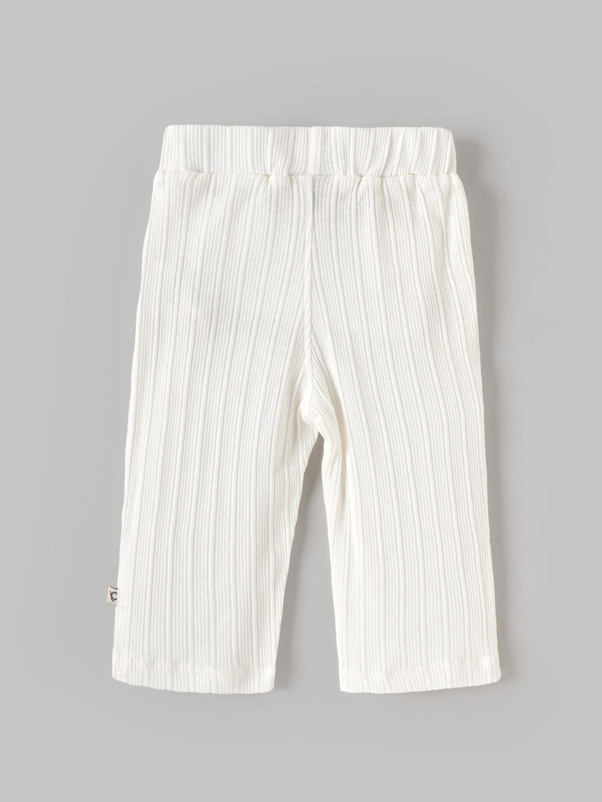 Popees Baby Girls Cream Ribbed Cotton Pants with Elastic Waistband| 3- 24 Months