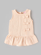 Popees Baby Girls Stylish Checkered Bow Detail Sleeveless Dress |Comfortable Casual Wear|3 - 24 Months