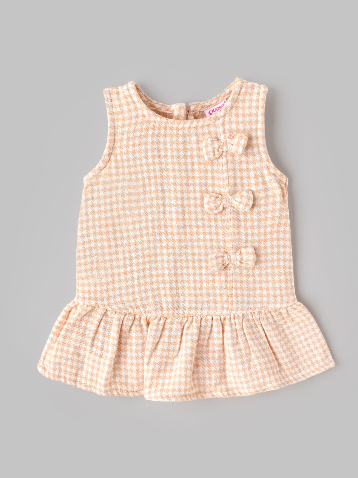 Popees Baby Girls Stylish Checkered Bow Detail Sleeveless Dress |Comfortable Casual Wear|3 - 24 Months
