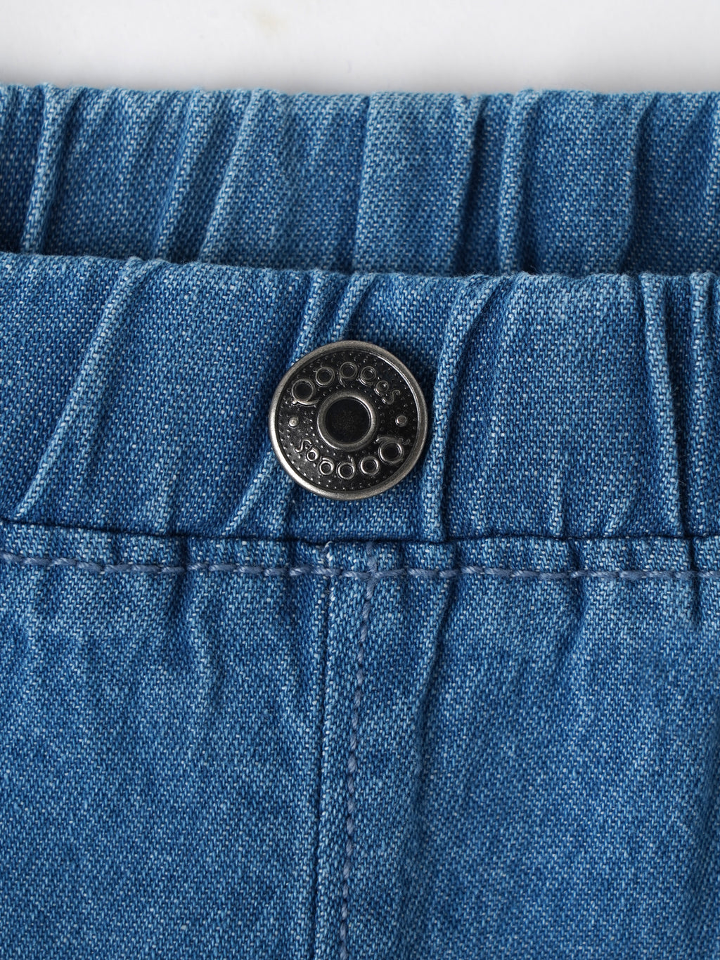 Popees Baby Girls Stylish Denim Ruffle Shorts | Soft & Comfortable Elasticated Waist Shorts with Frilled Hem | Blue | Casual & Everyday Wear| 3–36 Months