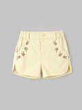 Popees Baby Girls Floral Embroidered Shorts | Elastic Waist Casual Summer Shorts | 3-24 Months