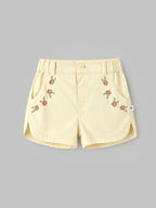Popees Baby Girls Floral Embroidered Shorts | Elastic Waist Casual Summer Shorts | 3-24 Months