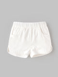 Popees Baby Girls Soft & Stylish Cotton Shorts with Side Pockets | Elasticated Waist Casual Shorts |3–36 Months
