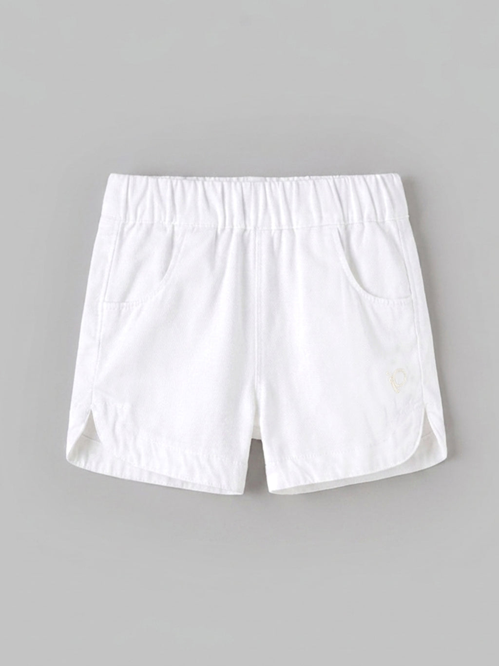 Popees Baby Girls Cotton Casual Shorts | Soft Elastic Waist Summer Shorts with Pockets | White | 3–36 Months