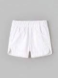Popees Baby Girls Cotton Casual Shorts | Soft Elastic Waist Summer Shorts with Pockets | White | 3–36 Months