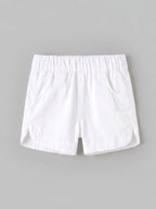 Popees Baby Girls Cotton Casual Shorts | Soft Elastic Waist Summer Shorts with Pockets | White | 3–36 Months