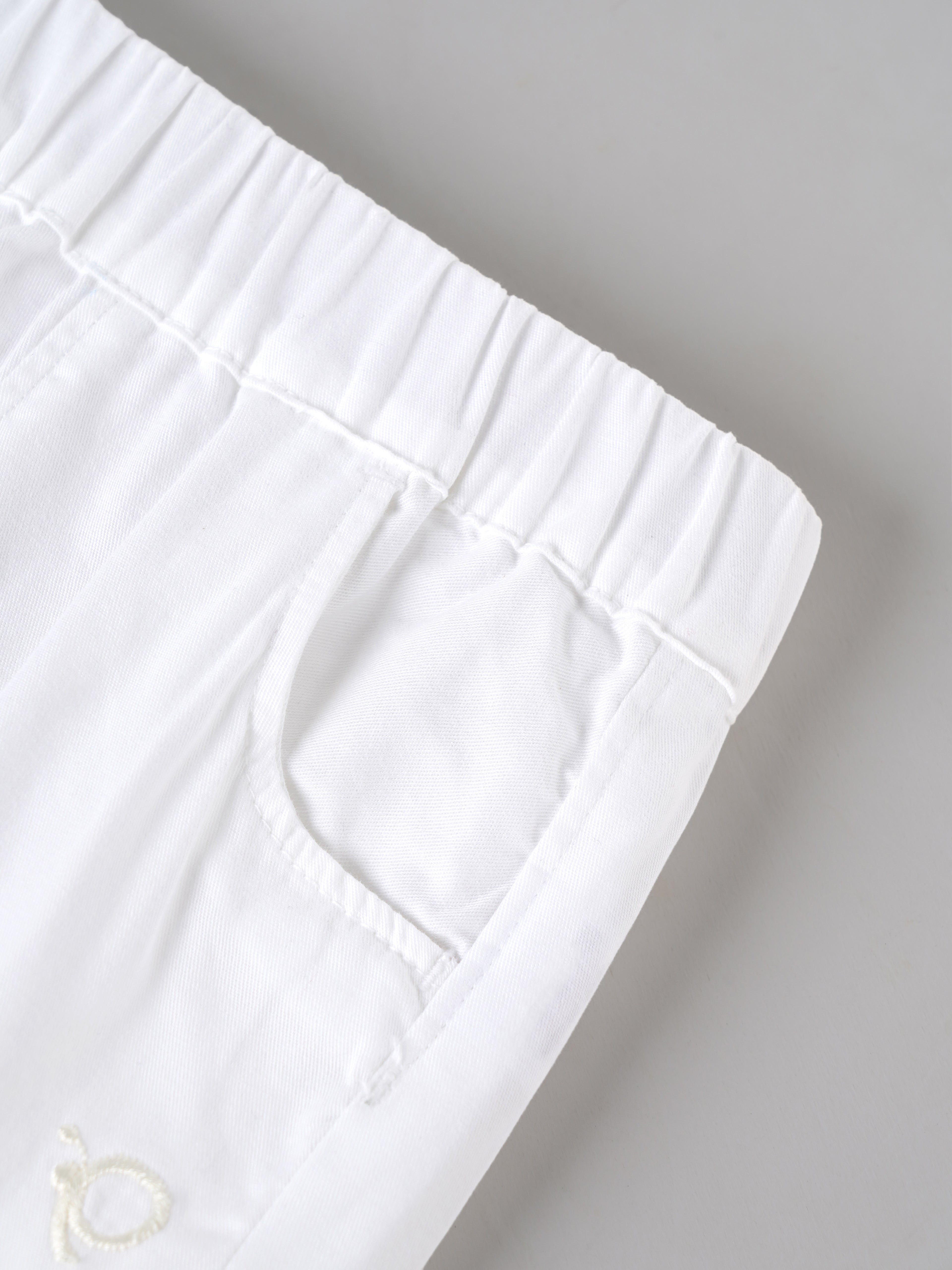 Popees Baby Girls Cotton Casual Shorts | Soft Elastic Waist Summer Shorts with Pockets | White | 3–36 Months