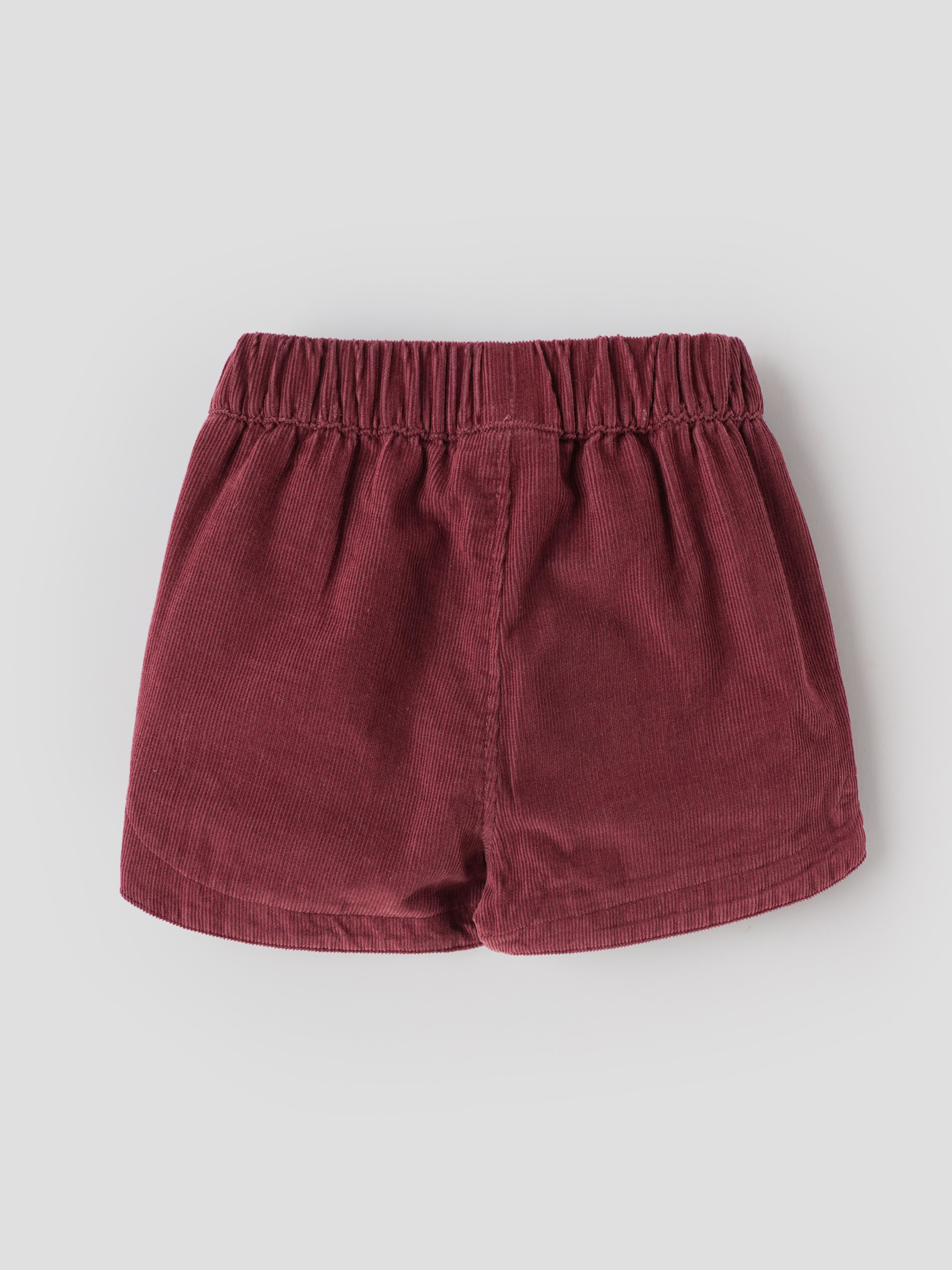 Popees Baby Girls Soft & Stylish Corduroy Shorts | Elasticated Waist Shorts with Side Pockets | Maroon |3–36 Months